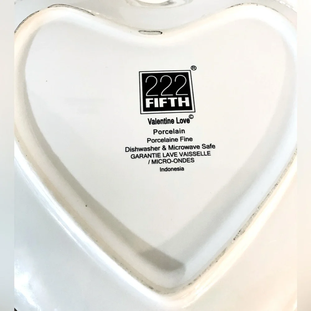 222 Fifth Valentine Love Fine Porcelain Plate 9” Heart Floral Romantic Gift